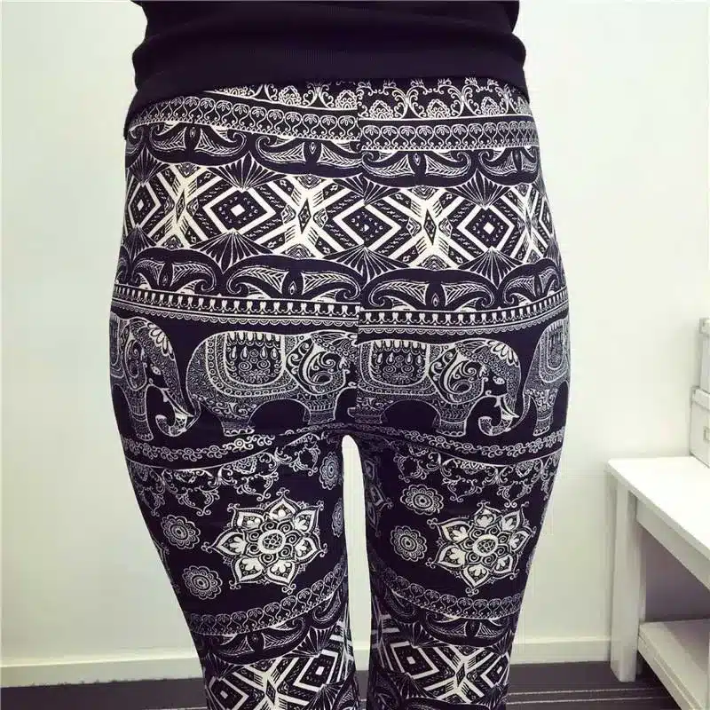 BIVIGAOS New Fashion Women Casual Cotton BRUSHED Black Milk Leggings Pants Female Elastic Plaid Graffiti Leggings Trousers Women 36