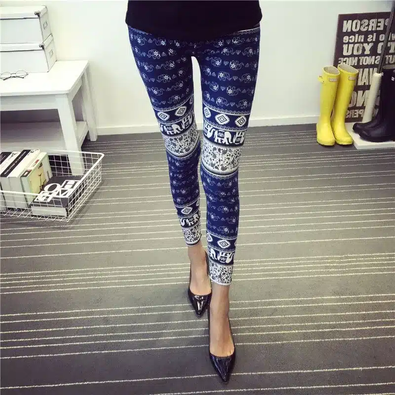 BIVIGAOS New Fashion Women Casual Cotton BRUSHED Black Milk Leggings Pants Female Elastic Plaid Graffiti Leggings Trousers Women 39
