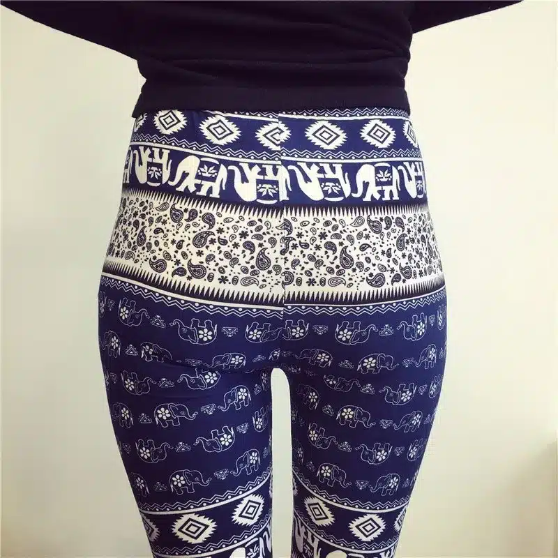BIVIGAOS New Fashion Women Casual Cotton BRUSHED Black Milk Leggings Pants Female Elastic Plaid Graffiti Leggings Trousers Women 40