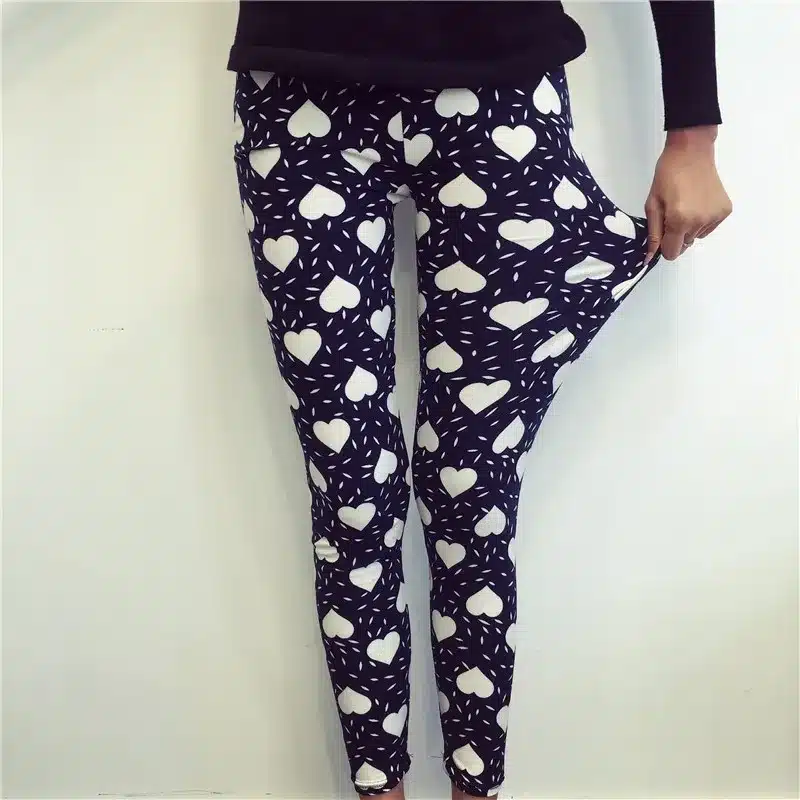 BIVIGAOS New Fashion Women Casual Cotton BRUSHED Black Milk Leggings Pants Female Elastic Plaid Graffiti Leggings Trousers Women 41