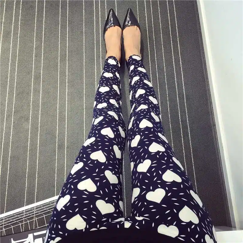 BIVIGAOS New Fashion Women Casual Cotton BRUSHED Black Milk Leggings Pants Female Elastic Plaid Graffiti Leggings Trousers Women 42