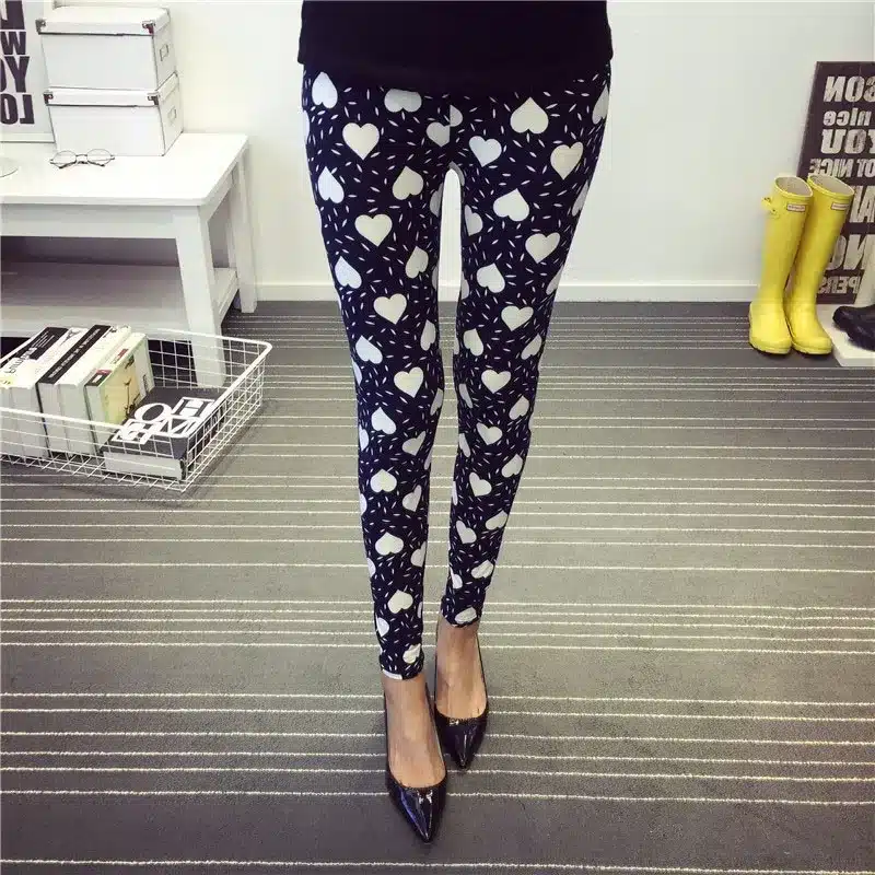 BIVIGAOS New Fashion Women Casual Cotton BRUSHED Black Milk Leggings Pants Female Elastic Plaid Graffiti Leggings Trousers Women 43