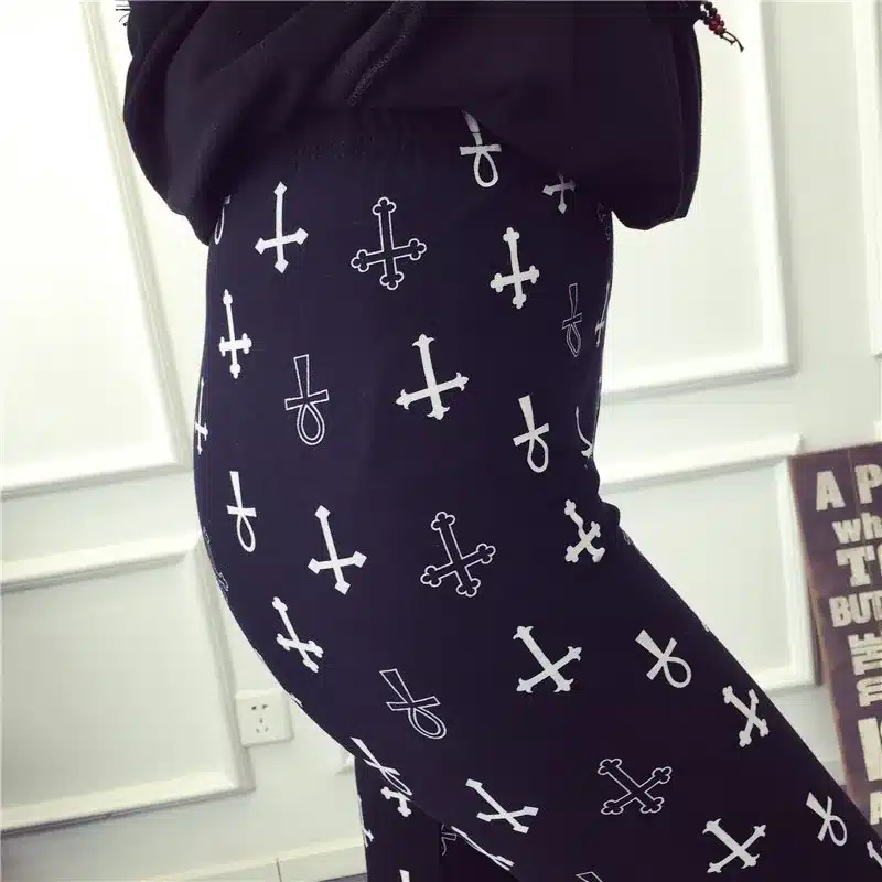 BIVIGAOS New Fashion Women Casual Cotton BRUSHED Black Milk Leggings Pants Female Elastic Plaid Graffiti Leggings Trousers Women 54