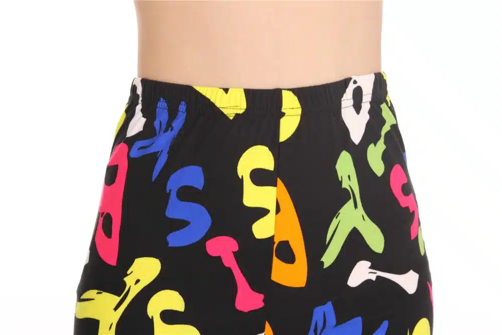 BIVIGAOS New Fashion Women Casual Cotton BRUSHED Black Milk Leggings Pants Female Elastic Plaid Graffiti Leggings Trousers Women 89