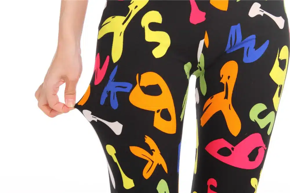 BIVIGAOS New Fashion Women Casual Cotton BRUSHED Black Milk Leggings Pants Female Elastic Plaid Graffiti Leggings Trousers Women 90