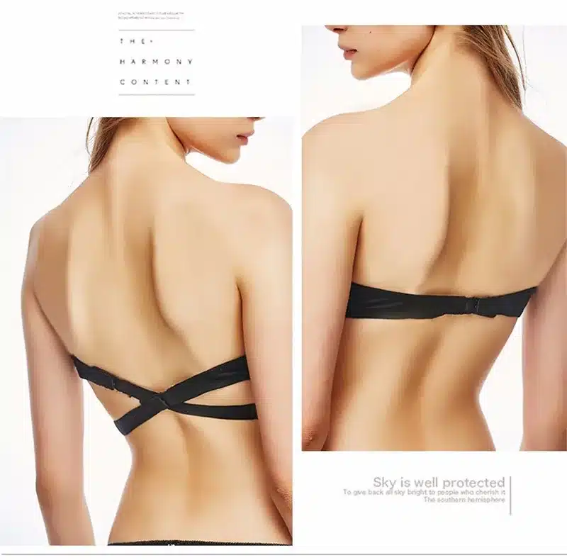 New Hot Sexy Bra Push Up U Plunge Bra Of Underwear Women D Cup Seamless Half Cup Bra And Brief Dress Lingerie Halter Solid Black 18