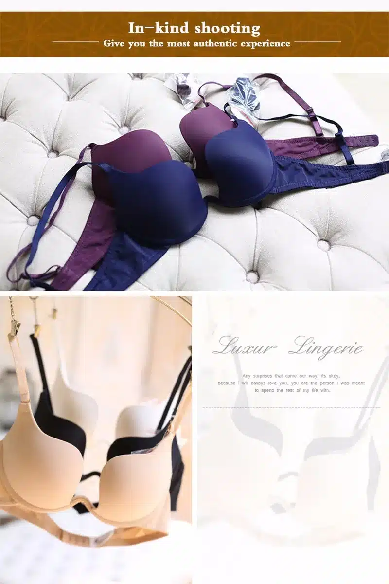 New Hot Sexy Bra Push Up U Plunge Bra Of Underwear Women D Cup Seamless Half Cup Bra And Brief Dress Lingerie Halter Solid Black 20