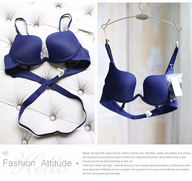 New Hot Sexy Bra Push Up U Plunge Bra Of Underwear Women D Cup Seamless Half Cup Bra And Brief Dress Lingerie Halter Solid Black 23