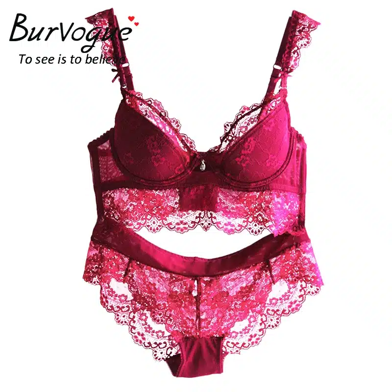 Burvogue New Lace Lingerie Bra Set Women Sexy Bra Set Push Up Bras Underwear Sets Plus size Adjustable Bras and Panties Set 13