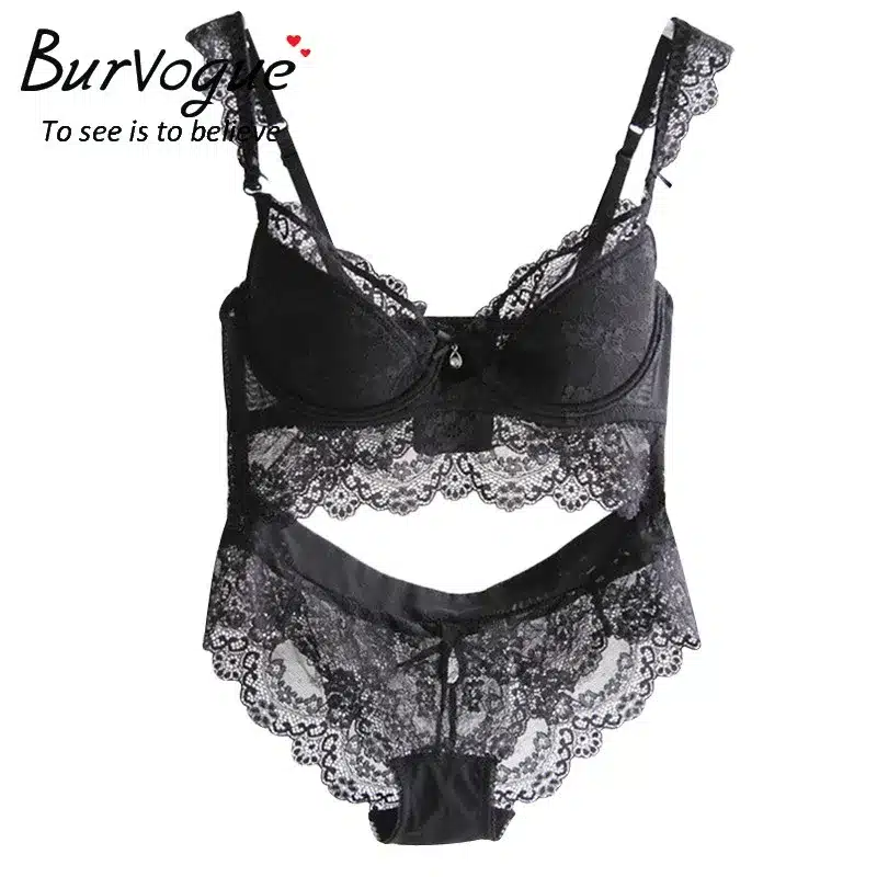Burvogue New Lace Lingerie Bra Set Women Sexy Bra Set Push Up Bras Underwear Sets Plus size Adjustable Bras and Panties Set 18