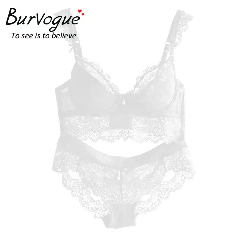 Burvogue New Lace Lingerie Bra Set Women Sexy Bra Set Push Up Bras Underwear Sets Plus size Adjustable Bras and Panties Set 20