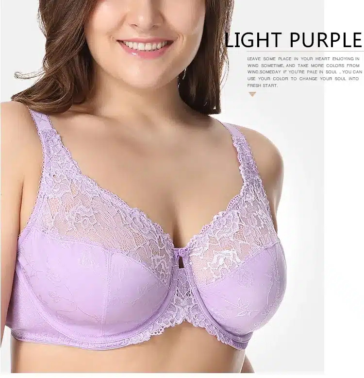 New Women's Full Coverage Minimizer Jacquard Non Padded Lace Sheer Bra 21