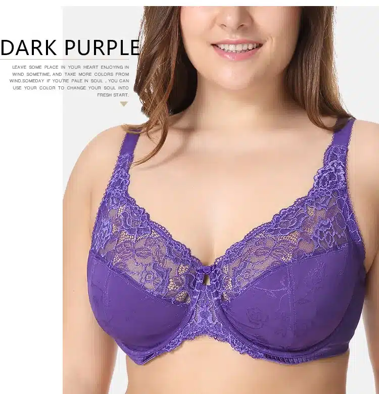 New Women's Full Coverage Minimizer Jacquard Non Padded Lace Sheer Bra 22