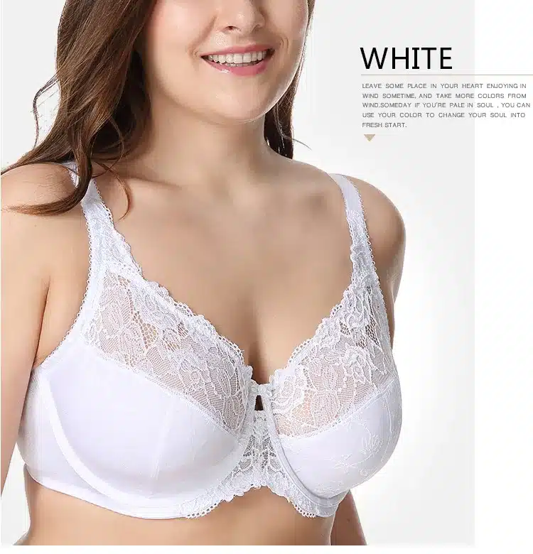 New Women's Full Coverage Minimizer Jacquard Non Padded Lace Sheer Bra 25