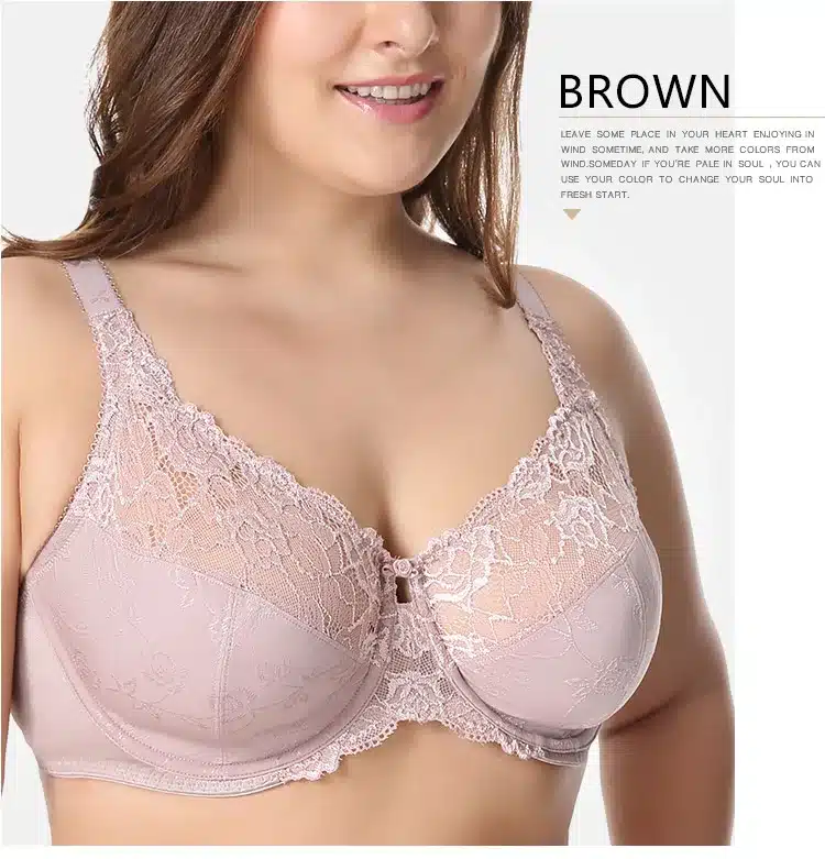 New Women's Full Coverage Minimizer Jacquard Non Padded Lace Sheer Bra 27