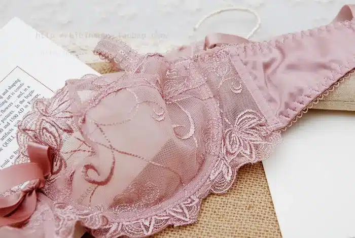 Free shipping Bra & Brief Sets Flower gauze lace embroidery ultra-thin transparent sexy bra underwear set navy blue black 55