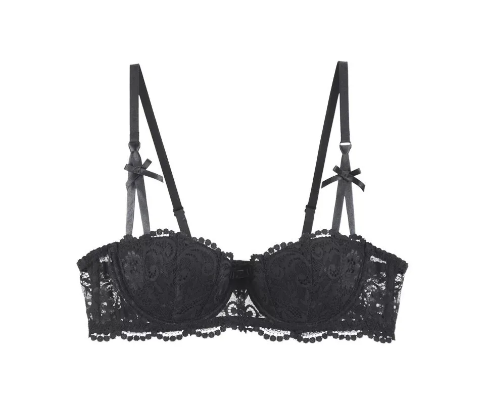 CINOON New plus size women sexy bra set intimates embroidery half cup lingerie thin temptation and panty with Garters Sets 35