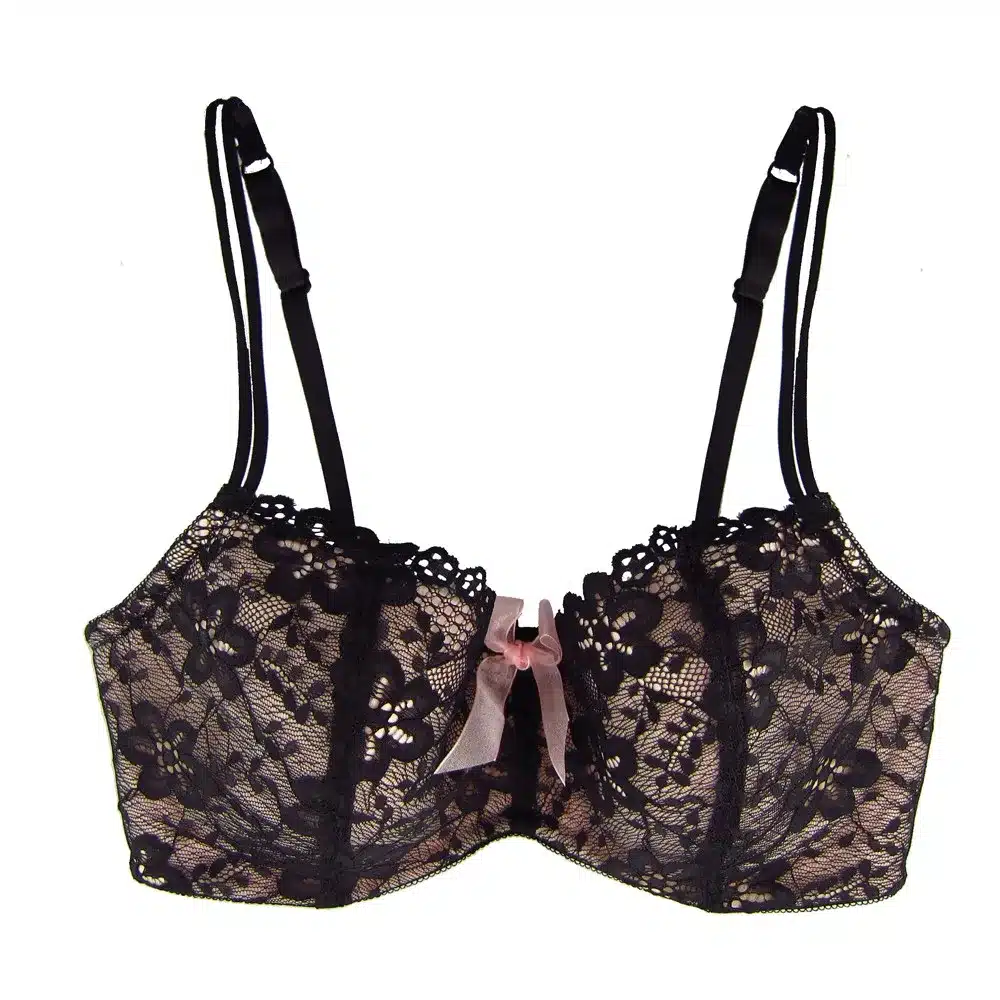 MiaoErSiDai Floral Lace Bras For Women Pink Bow Brassiere Plus Size Bralette B C D DD DDD E F Cup 30 32 34 36 38 NO.SR7613 16