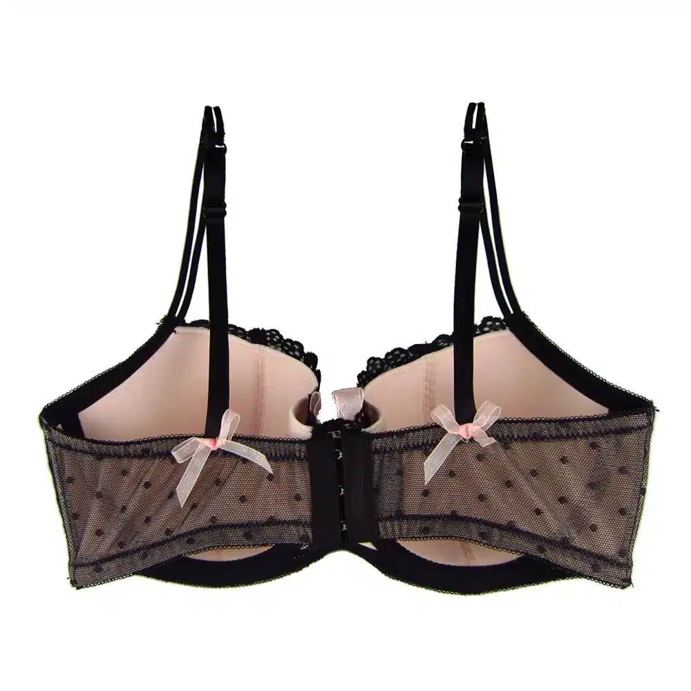 MiaoErSiDai Floral Lace Bras For Women Pink Bow Brassiere Plus Size Bralette B C D DD DDD E F Cup 30 32 34 36 38 NO.SR7613 17