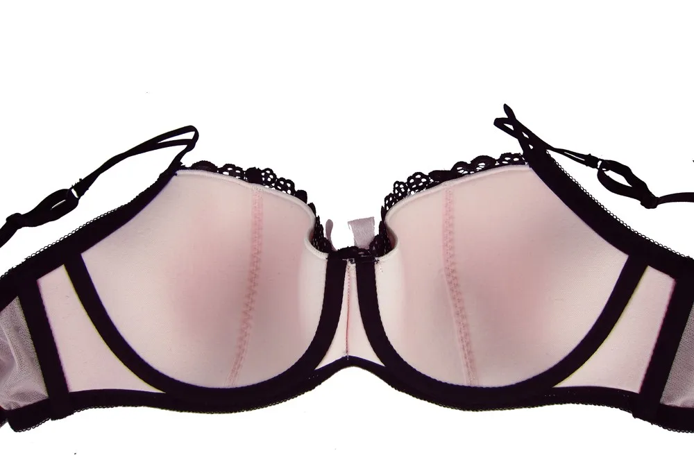 MiaoErSiDai Floral Lace Bras For Women Pink Bow Brassiere Plus Size Bralette B C D DD DDD E F Cup 30 32 34 36 38 NO.SR7613 20