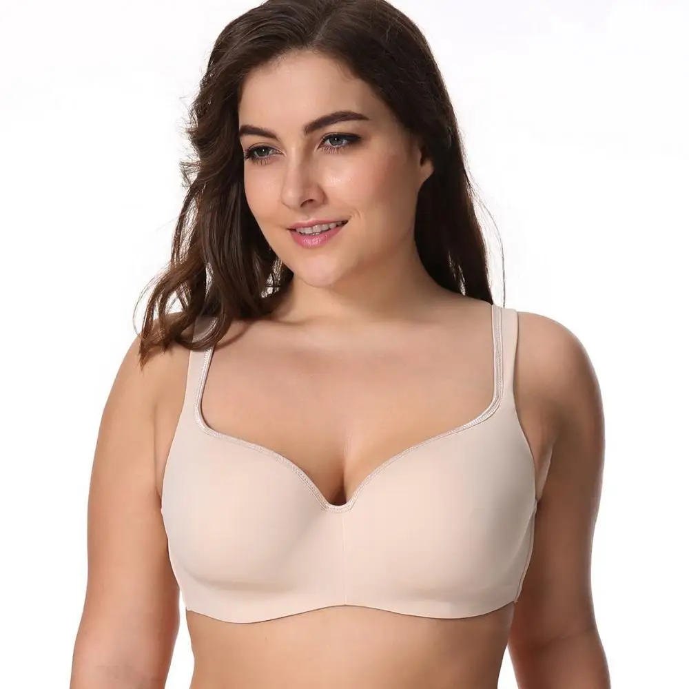 Seemless Full-Coverage Balconette Big Size T-Shirt Bra Blue Blown Pink 34-44 B C D DD E 7