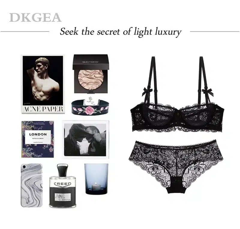 Hot Sexy Bra Set Plus Size 36 38 40 Ultrathin Underwear Women Set White Lace Bra Embroidery Transparent Lingerie Brand Brassiere 7