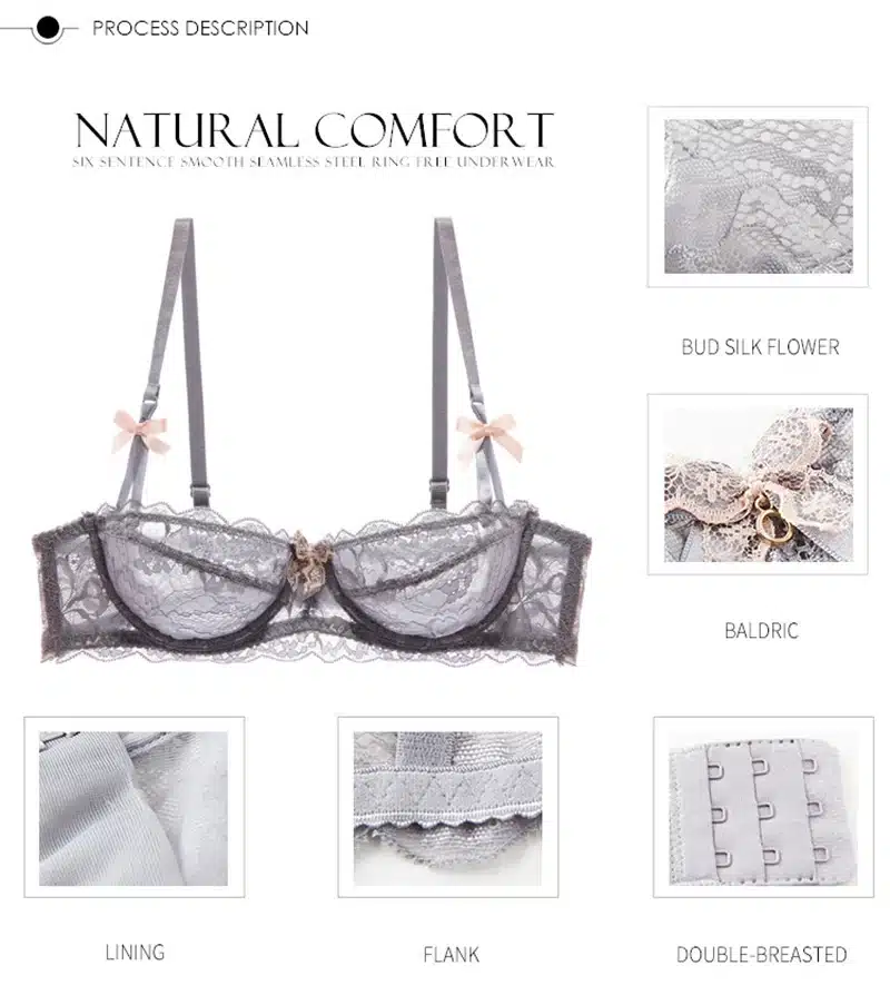 Hot Sexy Bra Set Plus Size 36 38 40 Ultrathin Underwear Women Set White Lace Bra Embroidery Transparent Lingerie Brand Brassiere 8