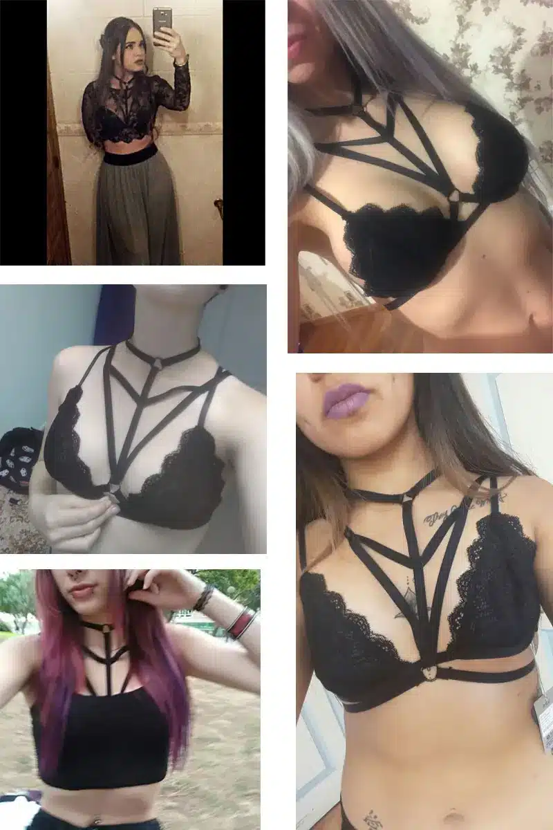 Missomo 2018 New Fashion Bra Women Black Sexy Lace Bralette Cross Straps Choker Soft Sheer Halter Bras Intiamte Underwear 12