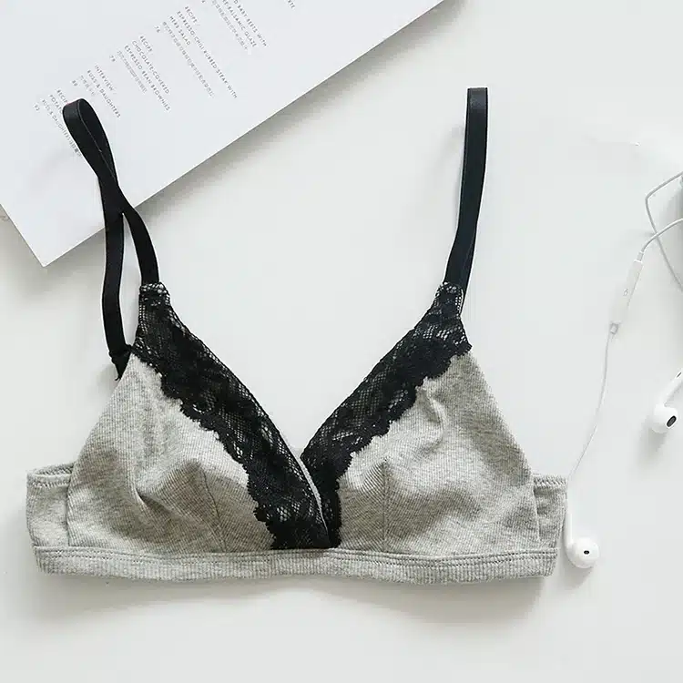 Victoria's Masquerade Women's Wire Free Bra 95% Cotton Bralette Ultra Thin Top Triangle Seamless Beauty Lace Intimates 13