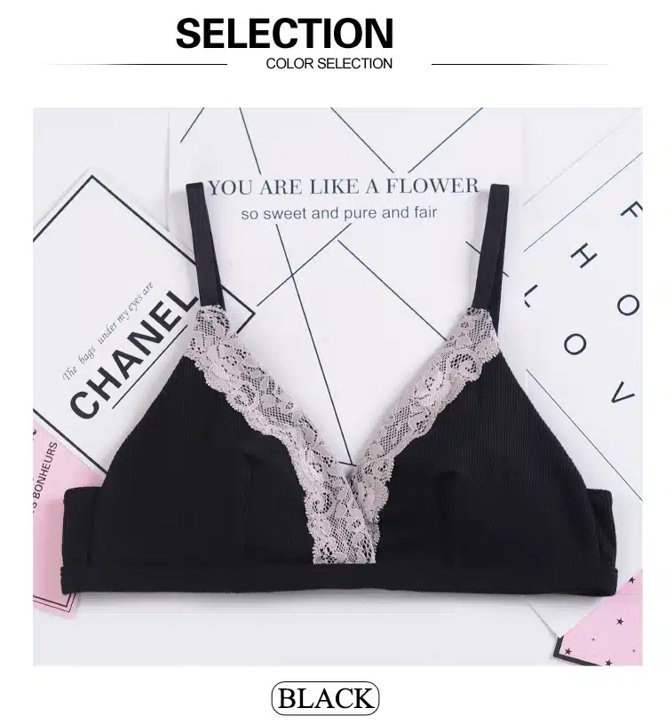 Victoria's Masquerade Women's Wire Free Bra 95% Cotton Bralette Ultra Thin Top Triangle Seamless Beauty Lace Intimates 19