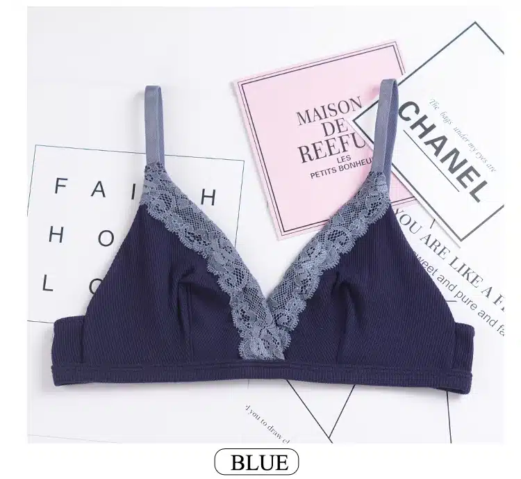 Victoria's Masquerade Women's Wire Free Bra 95% Cotton Bralette Ultra Thin Top Triangle Seamless Beauty Lace Intimates 20