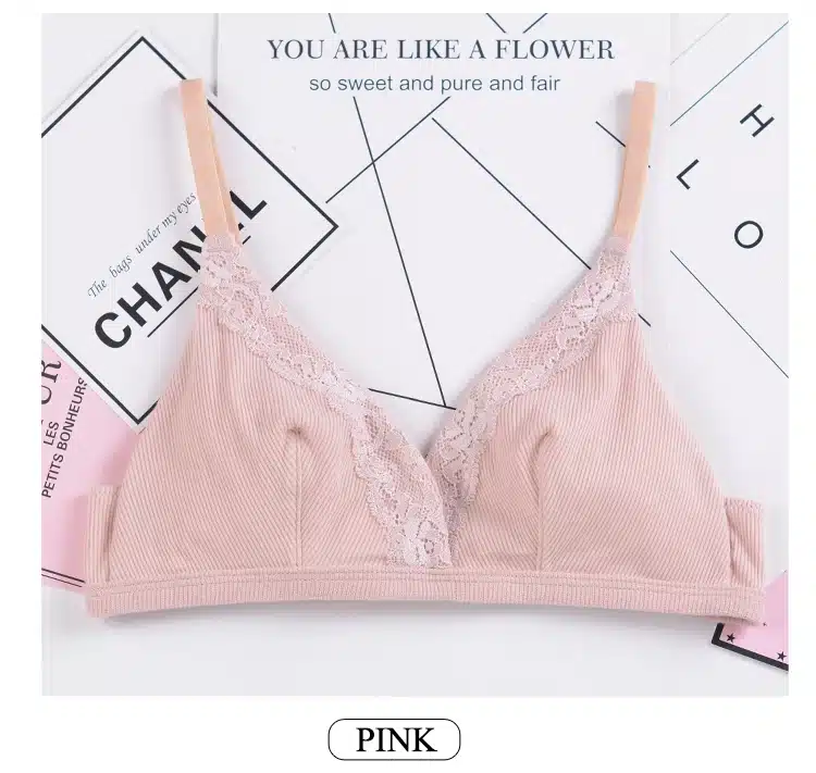 Victoria's Masquerade Women's Wire Free Bra 95% Cotton Bralette Ultra Thin Top Triangle Seamless Beauty Lace Intimates 21