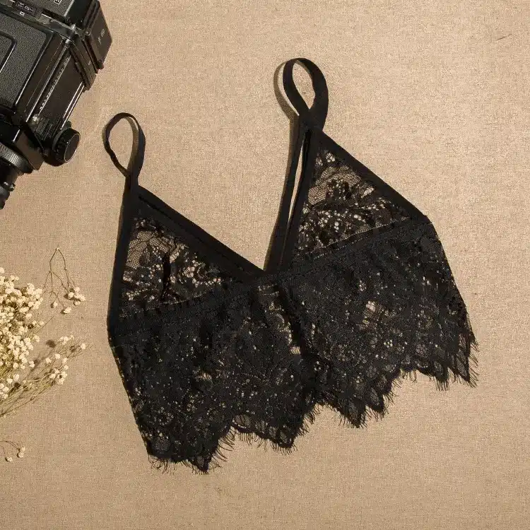 CINOON Lace Bra Top Wireless Cups Brassiere Sexy Fashion Eyelash Bralette Cute Crop Top bra Underwear Intimate Tops 30