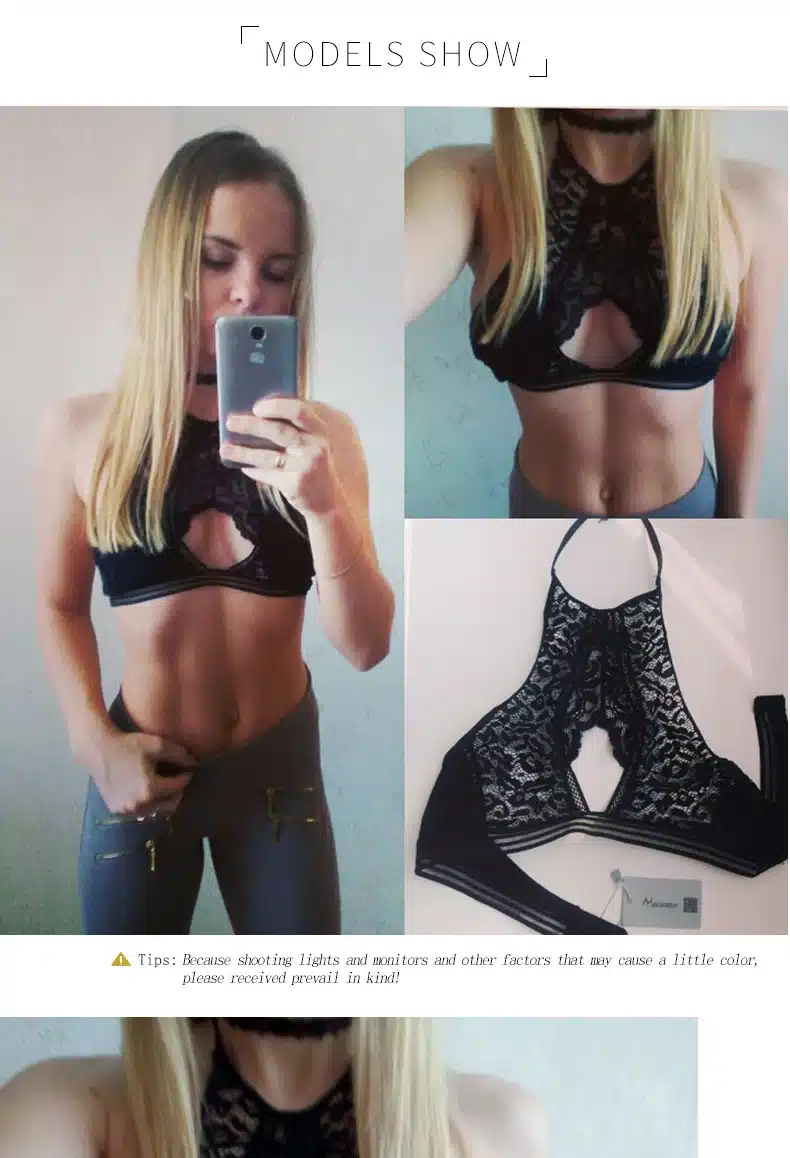 Missomo Women Black Sexy Bra Push Up Halter Wireless Bralettes Nets Semi-sheer Underwear Soft Breathable Bras 2018 New 8