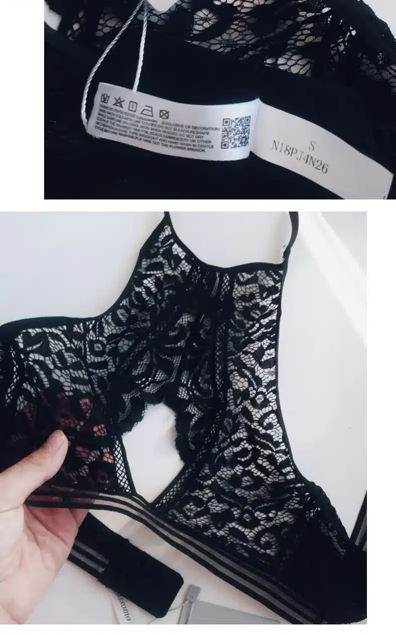 Missomo Women Black Sexy Bra Push Up Halter Wireless Bralettes Nets Semi-sheer Underwear Soft Breathable Bras 2018 New 10