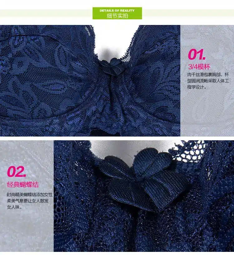 Mozhini Fashion push up bra Sexy Lady Sexy Underwear Full Coverage Minimizer Non Padded Lace Sheer Bra big 32-40 BC Cup sexy bra 14