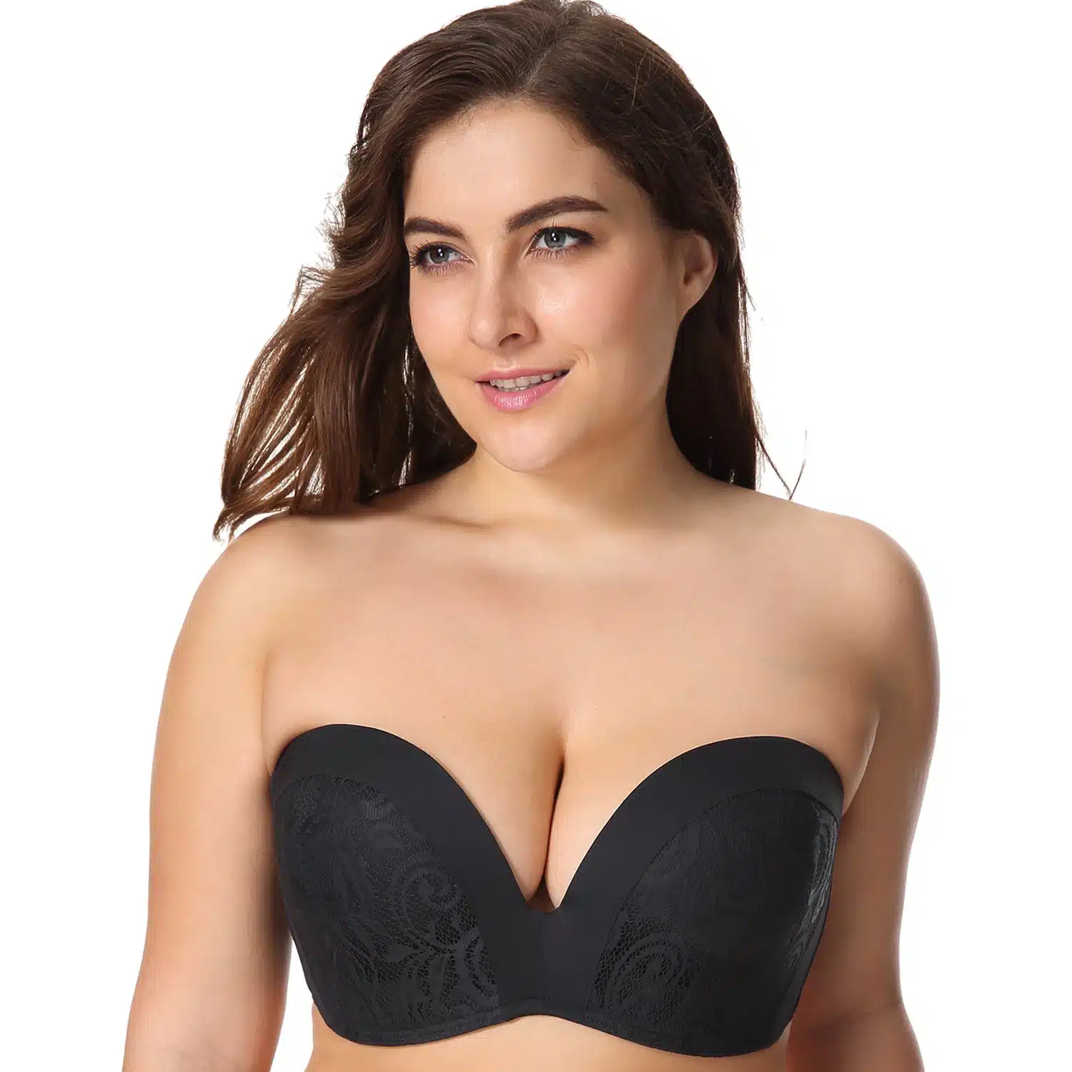 Women's Slightly Padded Push Up Great Support Lace Strapless Bra 24