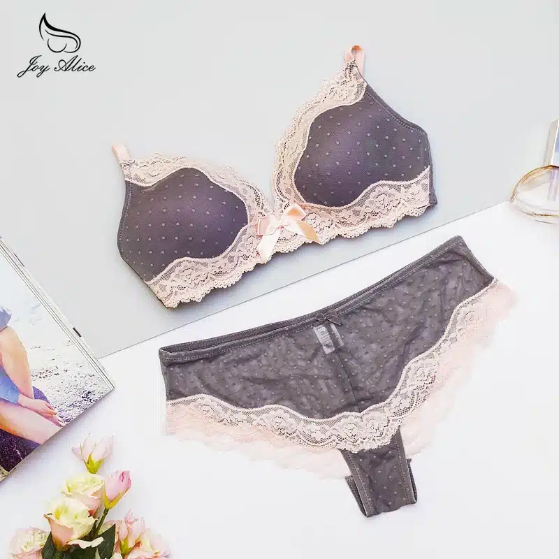 Wire Free 32-36 B C Women's Underwear set panties Lace Bra Set Intimate women Push Up brassiere women Cup lingerie Briefs Set 25