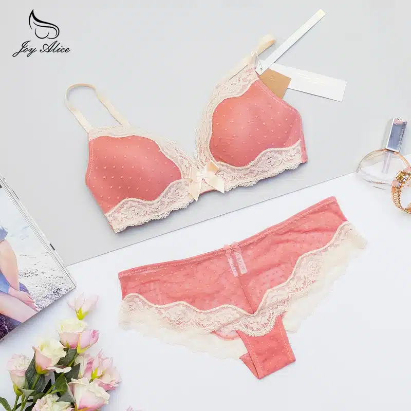 Wire Free 32-36 B C Women's Underwear set panties Lace Bra Set Intimate women Push Up brassiere women Cup lingerie Briefs Set 27
