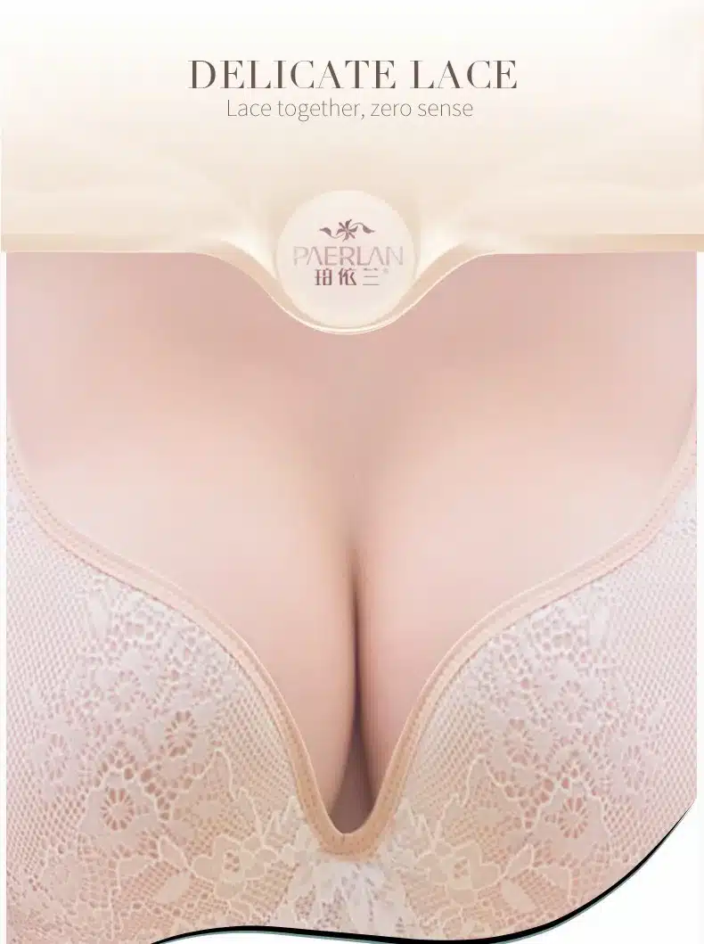 PAERLAN Seamless Wire Free lace bra small breasts Push Up One - Piece sexy Back Closure Tow Hook - and - eye underwea Women Cup 3