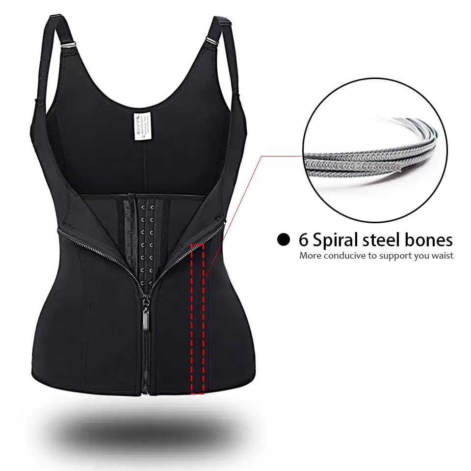 Body Shapes Black 6 Steel Boned Neoprene Sauna Sweat Vest Waist Trainer Slimming Trimmer Corset Workout Thermo Push Up Shapewear 5