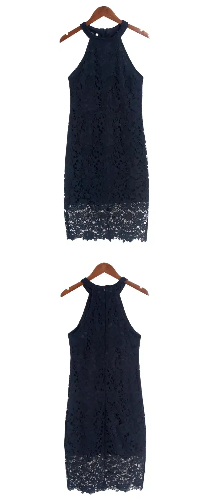DeRuiLaDy Women Casual Dress Elegant Wedding Party Sexy Night Club Halter Neck Sleeveless Sheath Bodycon Lace Mini Dress vestido 13