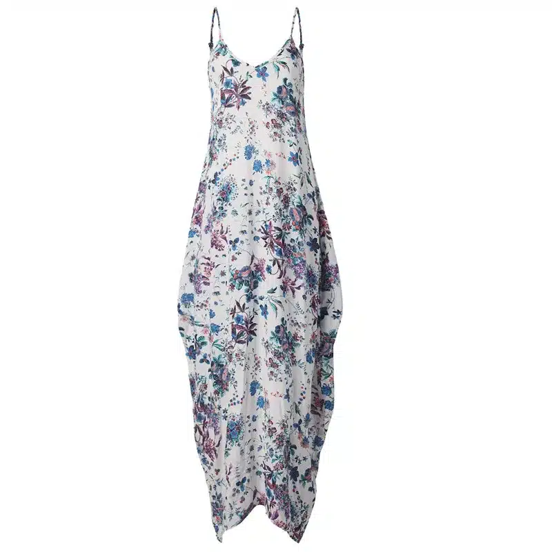 Print Floral Loose Boho Bohemian Beach Dress Women Sexy Strap V-Neck Retro Vintage Long Maxi Dress Summer 2018 Plus Size 3XL 17