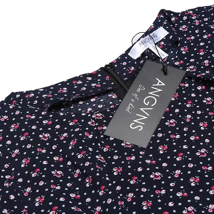 ANGVNS Women Vintage Summer Dress 2018 Top Rufflles Cold Shoulder Short Sleeve Floral Print Casual Dress with Belt Beach Dress 25