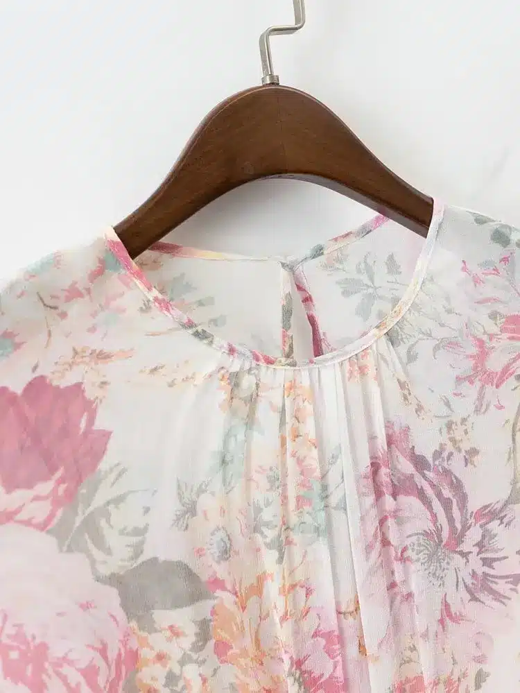 Autumn Dress Chiffon Sweet Women O Neck Long Sleeve Floral Dress Elastic Waist Casual Midi Dress Brand Vestidos Mujer XDWM375 10