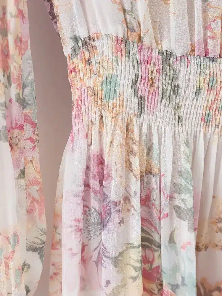 Autumn Dress Chiffon Sweet Women O Neck Long Sleeve Floral Dress Elastic Waist Casual Midi Dress Brand Vestidos Mujer XDWM375 13