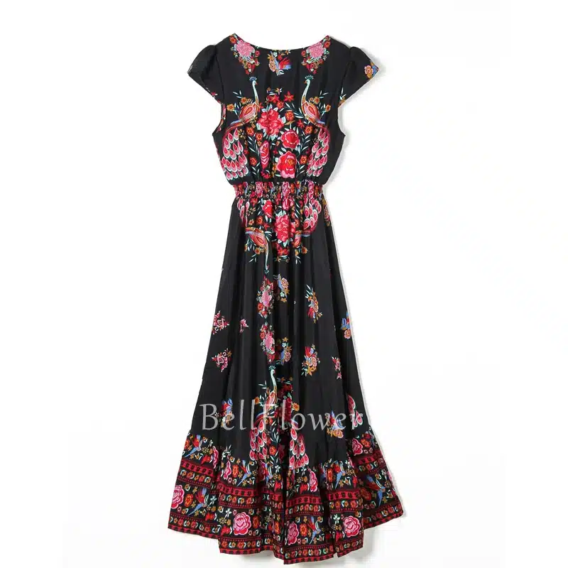 BellFlower Summer Boho Dress Etehnic Sexy Print Retro Vintage Dress Tassel Beach Dress Bohemian Hippie Dress Robe Vstidos Mujer 16