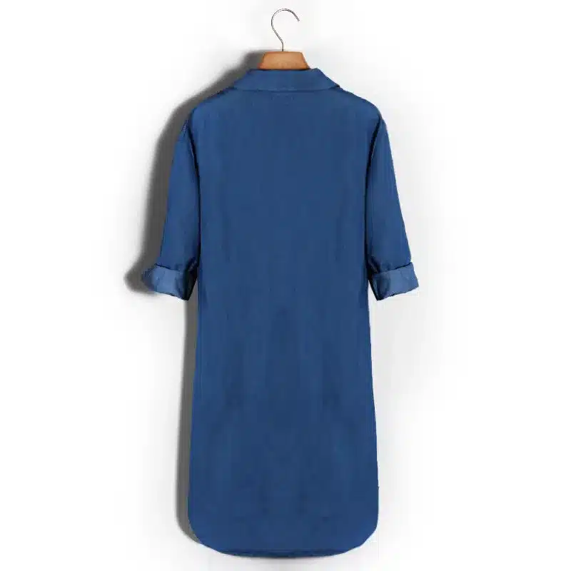 Causal Women Denim Shirt Dress Summer Irregular shirt dress Long Sleeve Sexy Mini Dress Casual Loose Jean Dresses LJ1286E 18