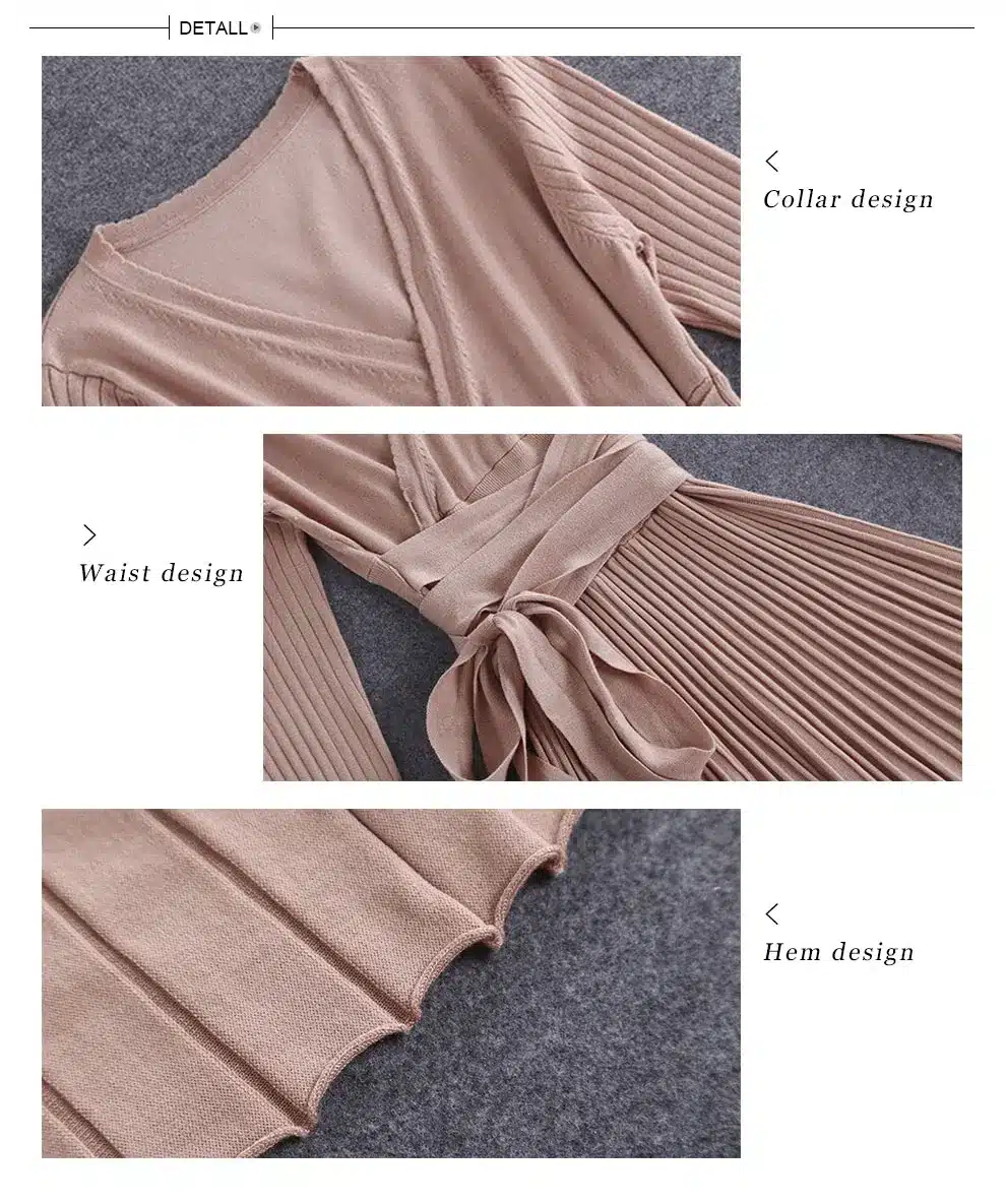 High Quality Elegant Winter Dress 2017 Office Dresses For Women Decorative Sashes V-Neck Solid Plus Size Vintage Vestidos 9
