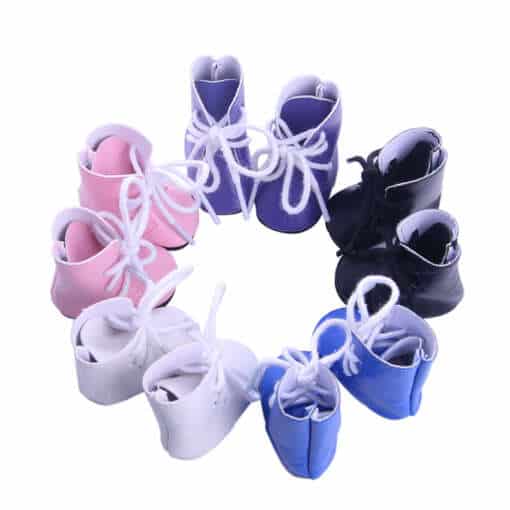 Paeltega saapad American Girl Doll nukule 14,5-tollisele Wellie Wisher nukule, ühevärvilised ja väikesed.